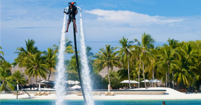 Unique flyboarding or hoverboarding session!